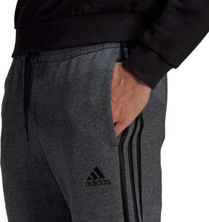 Spodnie męskie adidas Essentials Tapered Cuff 3 Stripes ciemnoszare GK8826