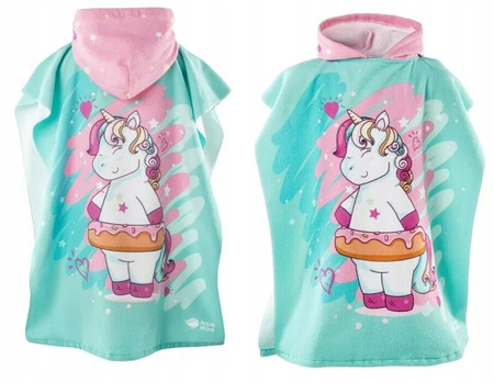 Ręcznik dziecięcy z kapturem Aquawave Pony Poncho jednorożec 73x59 cm