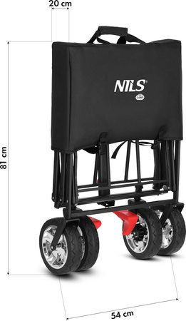 Wózek turystyczny transportowy plażowy do 120kg Nils Camp NC2603 czarny 120 l