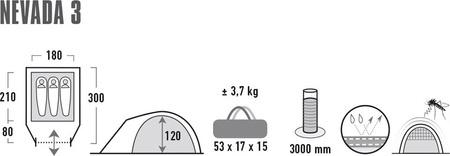 Namiot High Peak Nevada 3 jasnoszary 10203