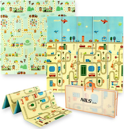 Mata dziecięca składana Nils Fun City rozmiar 195 x 180 cm