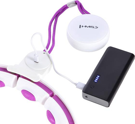 Hula hop z magnesami HMS HHM17 i obciążnikiem licznik biało-fioletowe