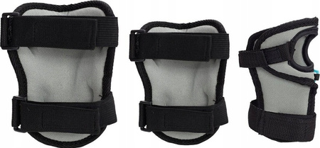 Zestaw ochraniaczy kolana łokcie nadgarstki na rolki deskorolkę hulajnogę Nils Extreme H716 szaro-niebieskie rozmiar L