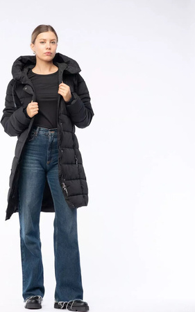 Damski płaszcz pikowany zimowy z kapturem Iguana Manka W rozmiar XL