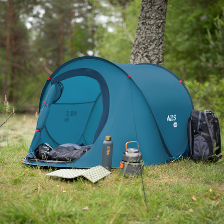 Namiot kempingowy turystyczny samorozkładający Nils camp NC3743 niebieski 220x120x95cm