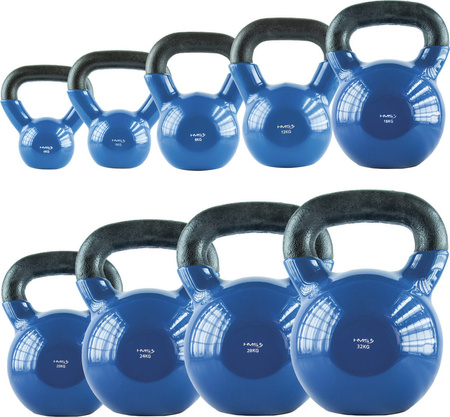 Kettlebell żeliwny pokryty winylem HMS KNV24 niebieski 24 kg