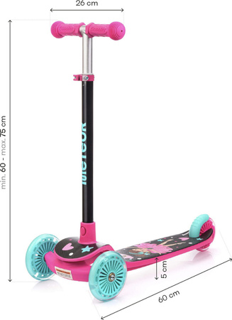 Hulajnoga Meteor trójkołowa Funny różowa 17748