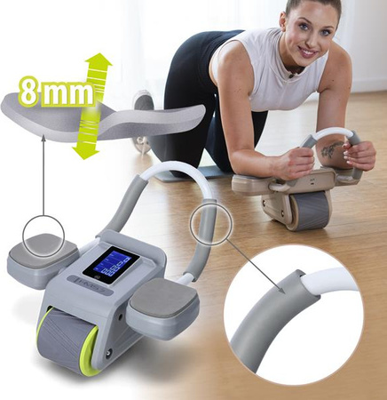 Automatyczne koło do ćwiczeń mięśni brzucha z podparciem kółko ABS KA08 szare