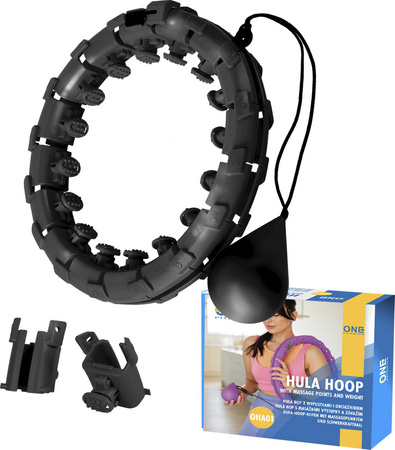 Hula hop z wypustkami i obciążnikiem One Fitness oha01 czarne 