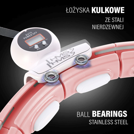 Zestaw hula hop magnetyczny z licznikiem HMS hhm15 różowe pas wyszczuplający br163 czerwony