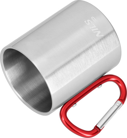 Kubek turysytyczny z karabińczykiem Nils Camp NC17110 czerwony 330 ml