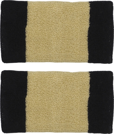 Frotki na nadgarstek Nike Swoosh Doublewide Wristbands 2 szt. czarno-złote N0001586055OS