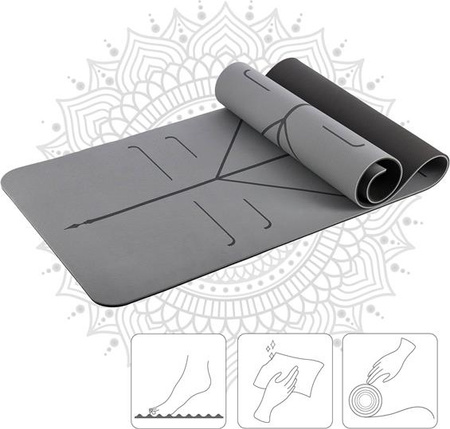 Mata do ćwiczeń jogi yogi fitness TPE HMS YM10 szara 182x61x0.8 cm