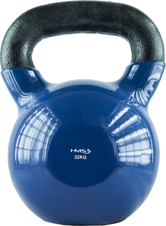 Kettlebell odważnik treningowy żeliwny pokryty winylem HMS KNV32 niebieski 32 kg