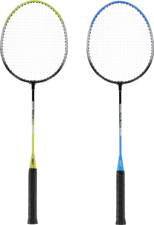 Zestaw 4 rakiet do badmintona 3 lotki siatki 195x22cm pokrowiec Nils NRZ014 steel
