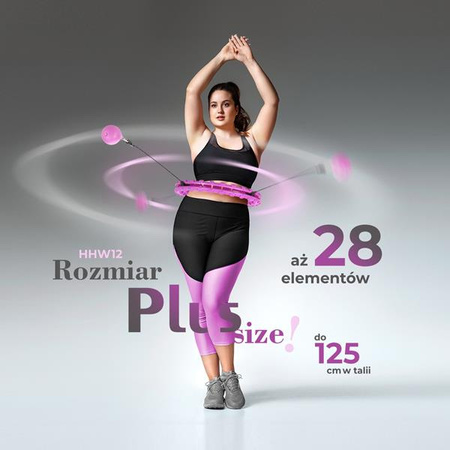 Zestaw hula hop plus size hhw12 black z wypustkami i obciążnikiem HMS pas br163 black