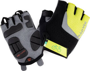 Rękawiczki rowerowe dzecięce Radvik Runde Jr limonkowo szare rozmiar 6 lat