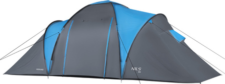 Namiot turystyczny kempingowy Nils Camp Higland NC6031 6 osobowy niebiesko-szary 570x210x200cm