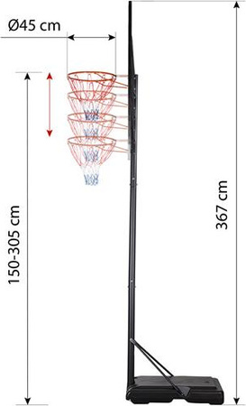 Kosz do koszykówki regulowany wolnostojący Nils ZDK319E czarny