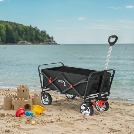 Wózek turystyczny transportowy plażowy do 120kg Nils Camp NC2603 czarny 120 l