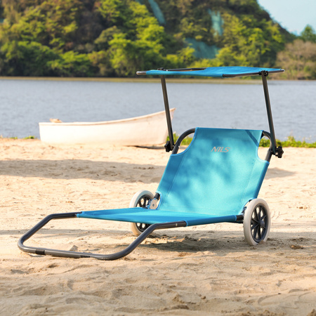 Leżak ogrodowy plażowy basenowy kempingowy składany Nils Camp NC3307 niebieski