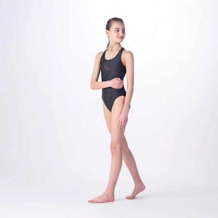 Dziecięcy strój kostium kąpielowy Aquawave Salava Jr czarny rozmiar 164