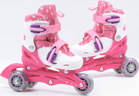 Zestaw wrotki rolki 2w1 wrotko-rolki kask ochraniacze plecak świecące koła LED Combo