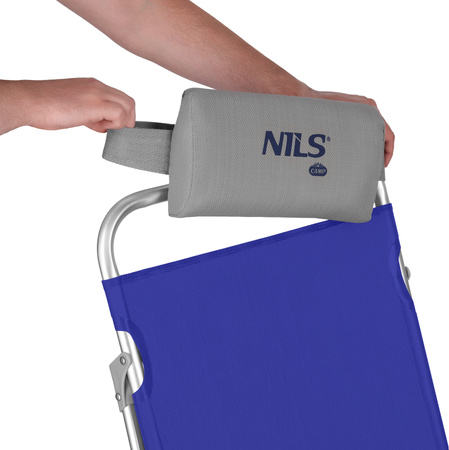 Krzesło leżak turystyczny składany 2w1 Nils Camp NC3502 niebieskie 85cm×65 cm