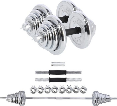 Sztangielki/sztanga prosta i łamana w walizce chrom HMS STC55 55KG