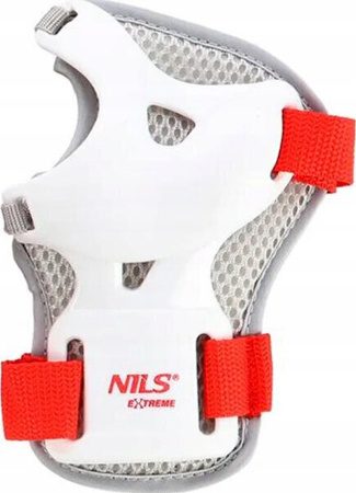 Zestaw ochraniaczy kolana łokcie nadgarstki na rolki deskorolkę hulajnogę Nils Extreme H8334 białe rozmiar L