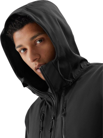 Kurtka przejściowa softshell z kapturem męska 4F M224 czarna 4FWSS24TSOFM224 20S