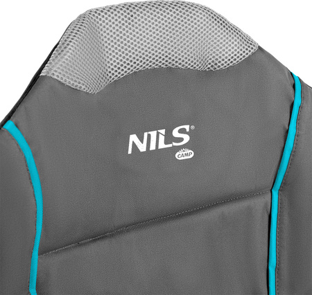 Krzesło fotel turystyczny składany Nils Camp NC3080 jasnoszary 95x110x50cm