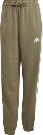 Spodnie damskie adidas Essentials 3-Stripes Fleece Loose-Fit oliwkowe JX7698