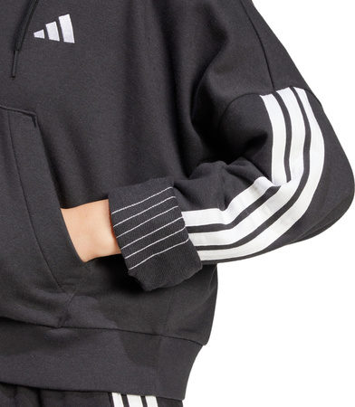 Bluza damska adidas Essentials 3-Stripes French Terry Quarter-Zip Hoodie czarna JN1956