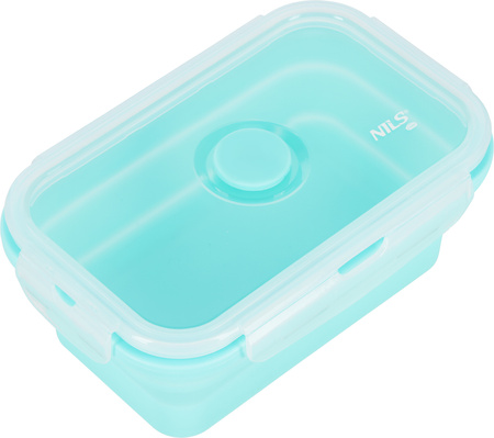 Pojemnik na żywność lunch box składany silikonowy Nils Camp NC4105 miętowy 500ml 