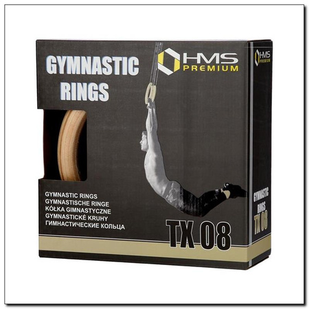 Drewniane kółka gimnastyczne z miarką karabińczyk HMS PREMIUM TX08