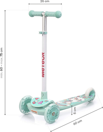 Hulajnoga Meteor trójkołowa Funny miętowa 17749