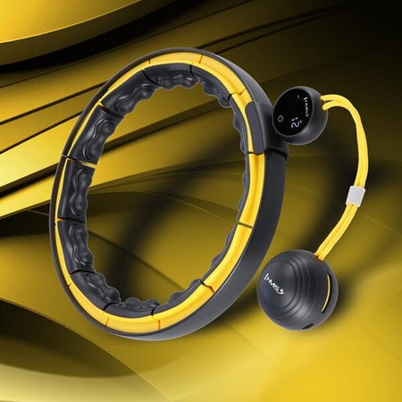 Hula hop z magnesami HMS HHM21 z wypustkami TPE i obciążnikiem licznik żółto-czarne