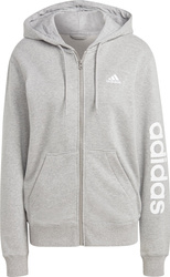 Bluza damska adidas Essentials Linear Full-Zip French Terry Hoodie szara IC6866