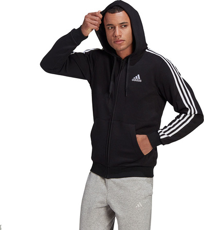 Bluza męska adidas Essentials Full-Zip Hoodie czarna GK9051
