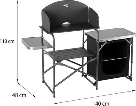 Szafka turystyczna kempingowa z osłoną Nils Camp NC3041 składana czarna 140x110x48cm