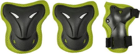 Zestaw ochraniaczy kolana łokcie nadgarstki na rolki deskorolkę hulajnogę BS-P003 czarno-zielone