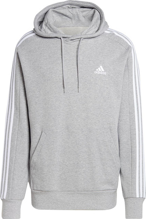 Bluza męska adidas Essentials French Terry 3-Stripes Hoodie szara IC0437