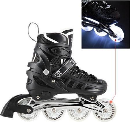 Łyżworolki, wrotki, łyżwy hokejowe, wrotko-rolki świecące LED z wymienną płozą 4w1 Nils Extreme NH10905 rozmiar L 39-42
