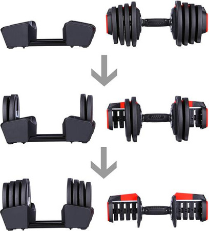 Zestaw regulowanych sztangielek 41 kg HMS sgr18 pro set 3w1