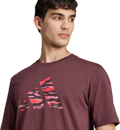 Koszulka męska adidas Codes Camo Graphic burgundowa JI6769