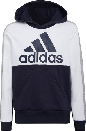 Bluza dla dzieci adidas Colorblock Fleece biało-granatowa HC5659