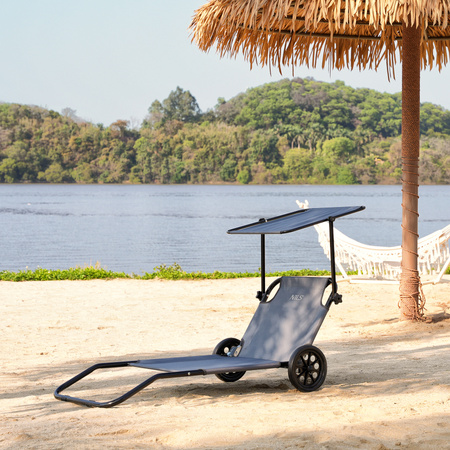 Leżak ogrodowy plażowy basenowy kempingowy składany Nils Camp NC3307 szary