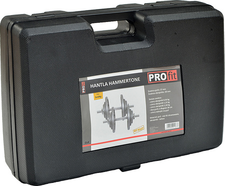 Hantle regulowane żeliwne w walizce do treningu 2x10 kg Profit Hammertone