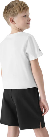 Zestaw dzięciecy komplet sportowy koszulka spodenki worek plecak do szkoły na WF 4F M085 głęboka czerń 4FJWAW25TAPSM085 20S